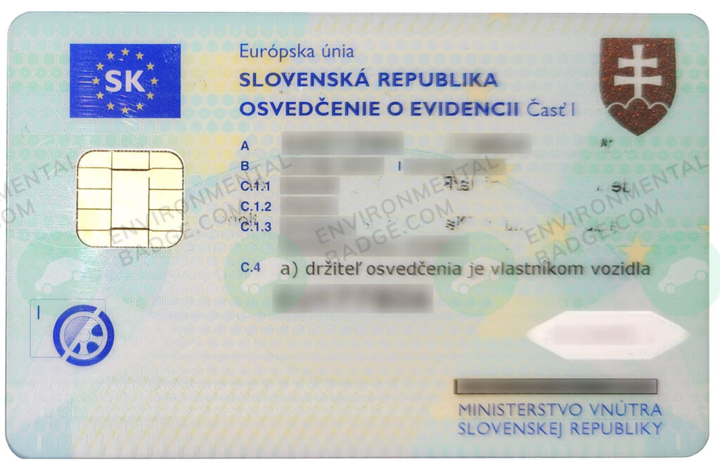 Osvedčenie o evidencii