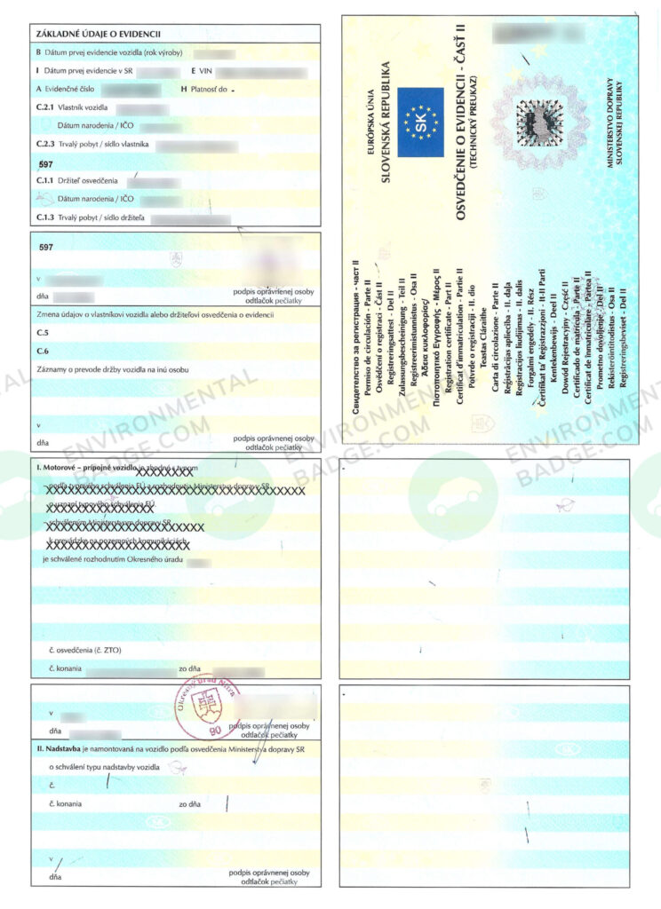 Osvedčenie o evidencii