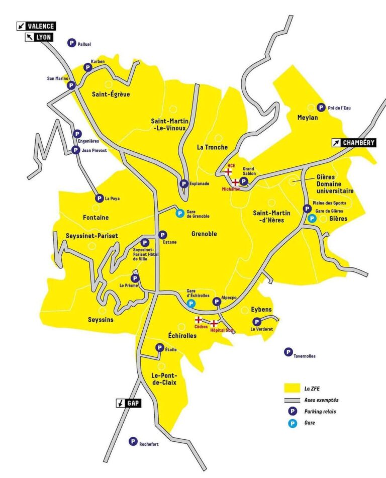 ZFE low emission zone Grenoble map